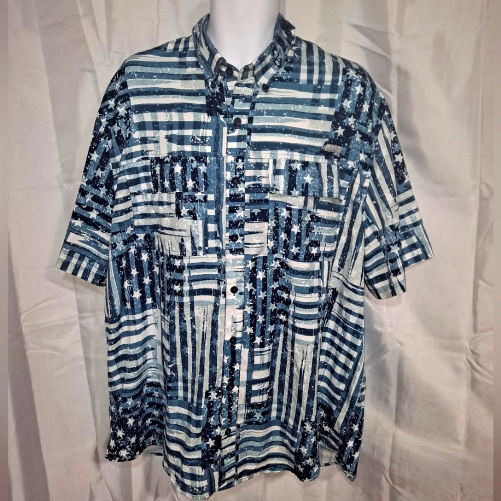 Ocean & Coast Vented Fishing Shirt Men's XLT Reflective Hawaiian Style Short Slv